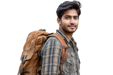 Young man with backpack, ready for adventure