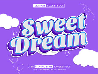 sweet dream editable text, font effect, 3d text for title