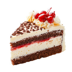piece of cake with cherry, white background