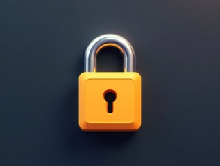 Fototapeta premium Orange padlock symbolizing cybersecurity in a 3d render