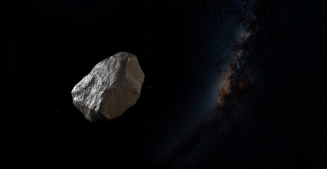 Naklejka premium meteorite heading towards earth seen from space