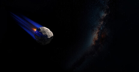 meteorite heading towards earth seen from space