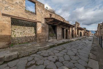 Pompeii the ancient Roman city affected by the eruption of Mount Vesuvius near Naples Italy