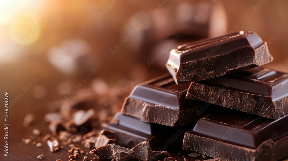 Poster elegant tile design with a rich dark chocolate 2d image on a clean background, adding luxury to any 