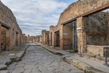 Pompeii the ancient Roman city affected by the eruption of Mount Vesuvius near Naples Italy