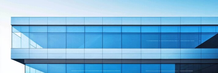 This urban office space harmonizes with its surroundings through reflective surfaces.