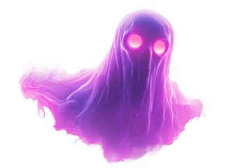 Colorful ghost with glowing eyes in mystical form