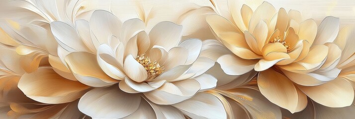 Fototapeta premium Vibrant Acrylic Painting of a Yellow and White Flower 