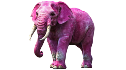 Pink elephant walking in bright colors