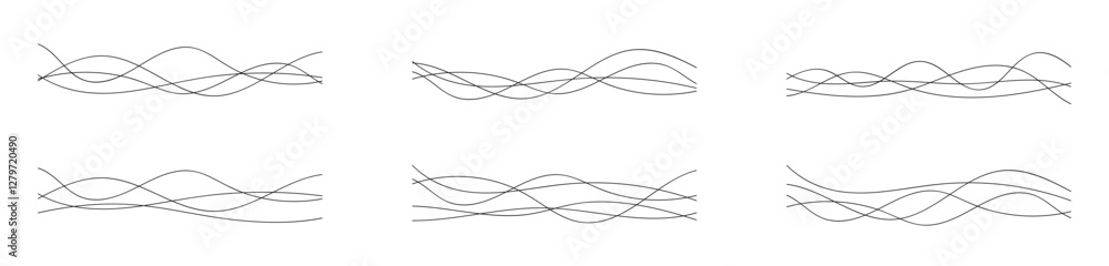 Poster abstract lines vector set. wavy lines. curve waves set. thin line wavy abstract vectorillustration.
