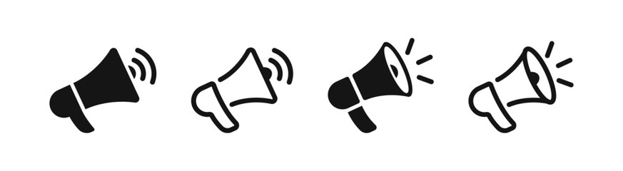 Megaphone. Loudspeaker megaphone icon set. Loudspeaker, speaker, bullhorn alert. Advertising and business promotion symbol