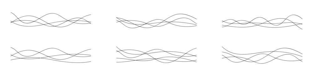 Abstract lines vector set. Wavy lines. Curve waves set. Thin line wavy abstract vectorillustration.