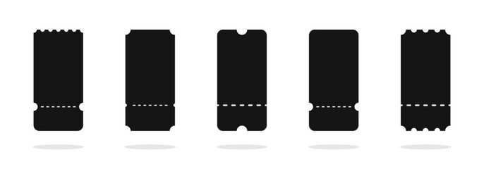 Ticket icons. Vector ticket. Event tickets vector icons. Pass coupons. Ticket silhouettes