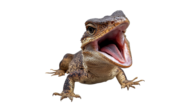 Lizard opens mouth wide to display features