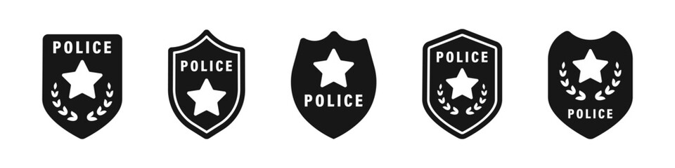 Police badge icon. Police vector icon. Policeman symbols. Police badge silhouette