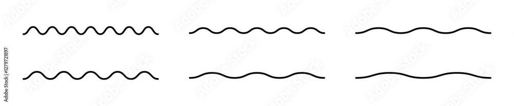 Poster curved lines. wavy, zig-zag lines, stripes vector element. vector water waves. set of wavy zigzag li