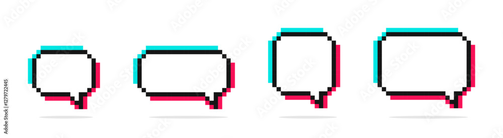 Poster pixel speech bubbles. speech bubbles pixel art. 8-bit speech bubbles. chat speech or dialogue. set o