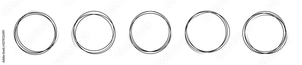 Poster hand drawn circles. linear round circles set. vector doodle circles. hand drawning circle line sketc