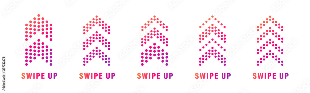 Aufkleber swipe up icon set. arrow up buttons. swipe up arrows. swipe up icons for social media stories. scrol