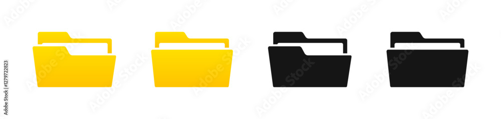 Poster file folder icon set. file folder flat vector icons. folder icons. opened and closed folders