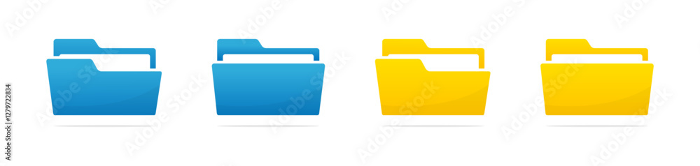 Poster file folder flat vector icons. file folder buttons. file folder icon set. opened and closed folders