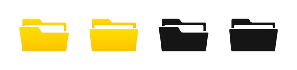 File folder icon set. File folder flat vector icons. Folder icons. Opened and closed folders