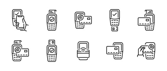 POS Terminal. POS Terminal vector icons. Terminal payment. Contactless NFC payment terminal