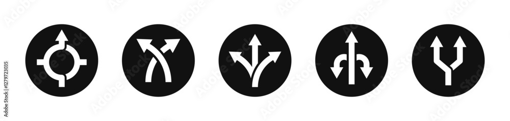Poster way direction arrows. road direction arrow set. navigation arrows. road arrows