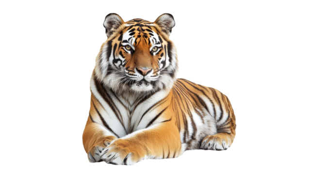 Striking tiger resting in natural pose