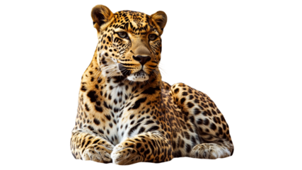 Leopard resting calmly on a surface