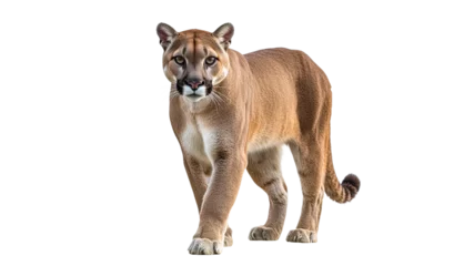 Vitrage gordijnen Mountain lion walking on a white background © Maestro