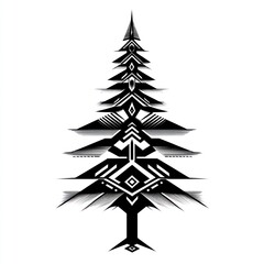 Obraz premium Abstract Geometric Black And White Tree Design
