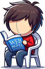 little boy reading a book