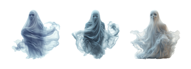 Ethereal Ghostly Figures in Flowing Fabric