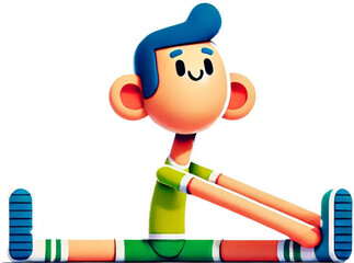 3d render of a boy playing with a ball