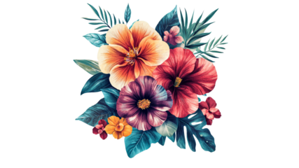 Vibrant floral arrangement with tropical elements