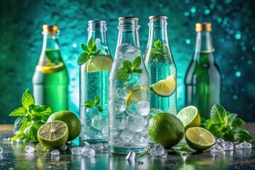 Refreshing bottled sparkling water ice:  mint lime's vibrant flavor sparkles.
