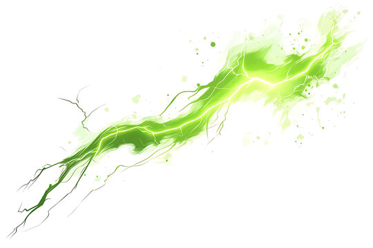 A vibrant green lightning bolt with splashes, conveying energy and dynamism.