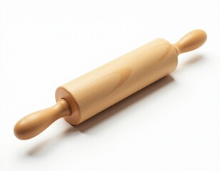 Wooden Rolling Pin Isolated on White Background - Baking Tool