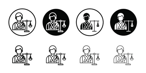 Obraz premium Attorney in law icon Black line art vector logo set
