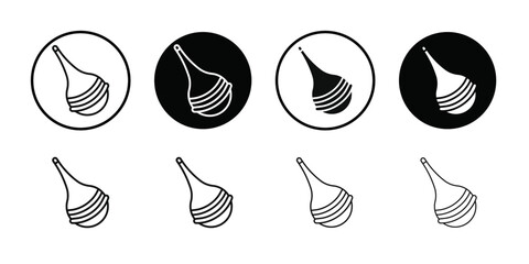 baby nasal aspirator icon Black line art vector logo set