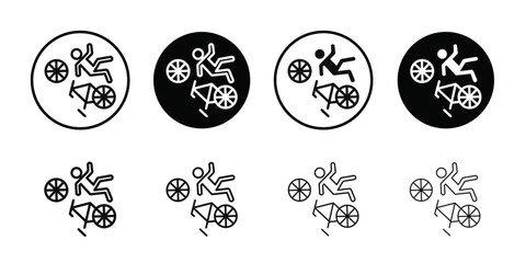 becycle accident icon Black line art vector logo set