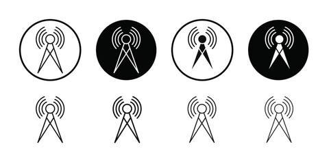 Broadcast Icon Black line art vector logo set