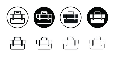 Briefcase icon Black line art vector logo set