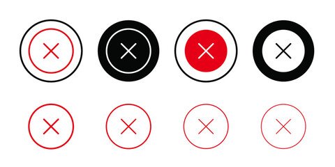 Close button icon Black line art vector logo set