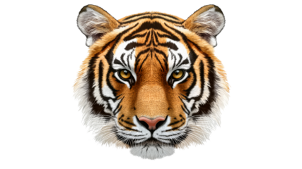 Majestic tiger head captured in close up view