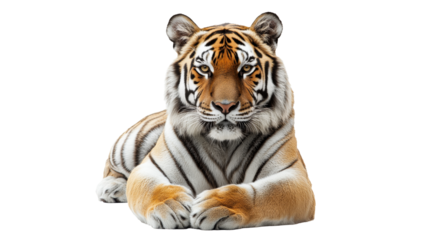 Tiger resting peacefully in a serene environment