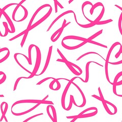 Breast cancer month seamless pink ribbon day mammogram pattern for wrapping paper and medical accessories