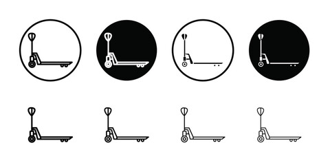 Hand pallet jack icon Black line art vector logo set © Petsscouts