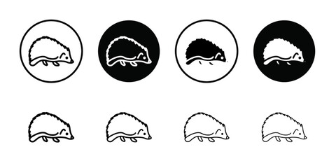 Hedgehog icon Black line art vector logo set